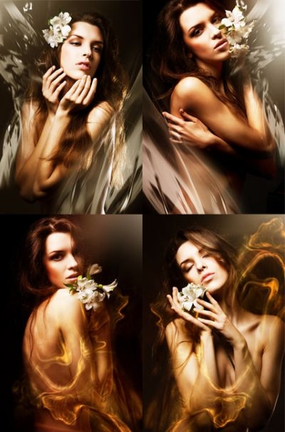 Растровый Клипарт: Beautiful woman with flowers