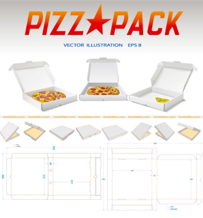 Упаковка для пиццы в векторе