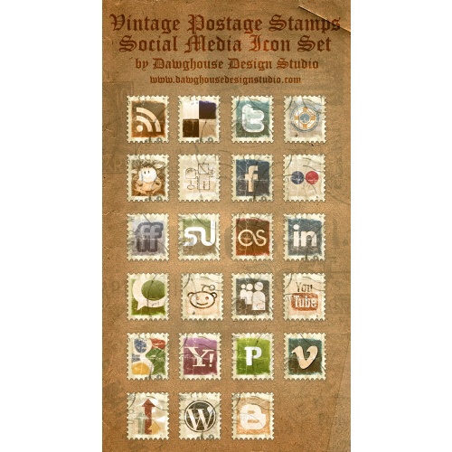 Vintage Postage Stamp Icons by Dawghouse - Винтажные иконки-марки