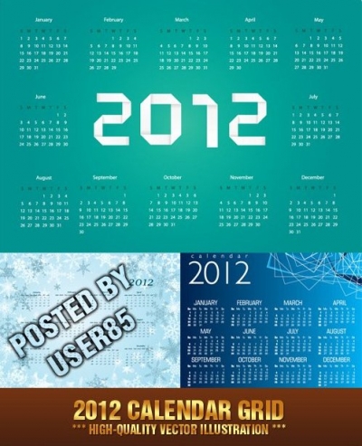 Stock Vector - 2012 Calendar Grid