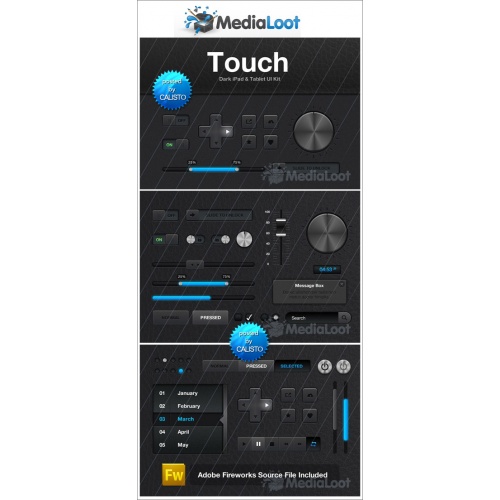 MediaLoot — Touch: Dark iPad UI Kit