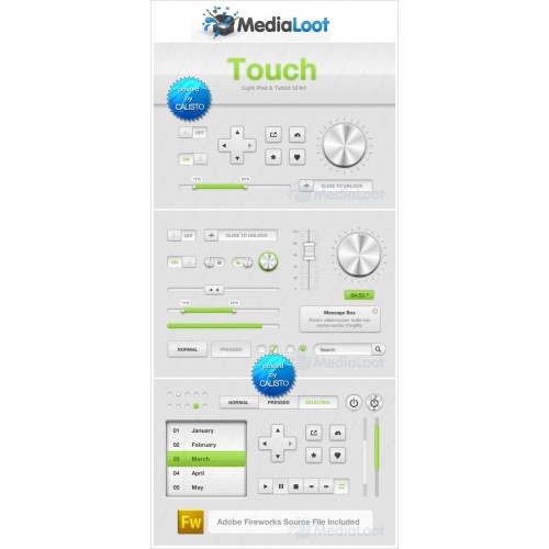 MediaLoot — Touch: Light iPad UI Kit
