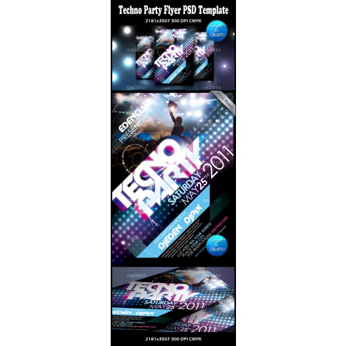 Tecno Party Flyer PSD Template