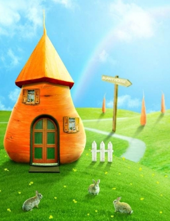 Кроличий домик в Фотошоп