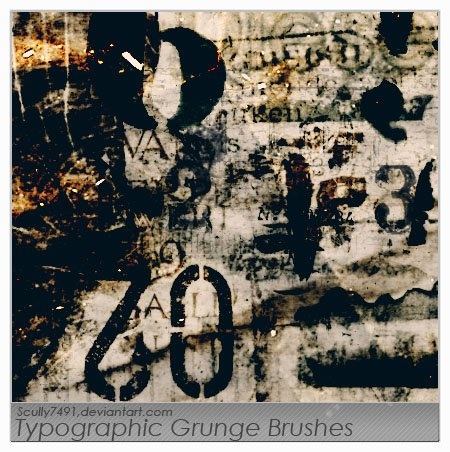 Typographic Grunge Brushes For Photoshop