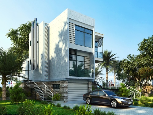 Сцена экстерьера — Современный загородный дом