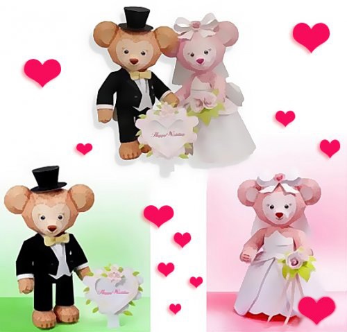 Модели из бумаги - Мишки-молодожены