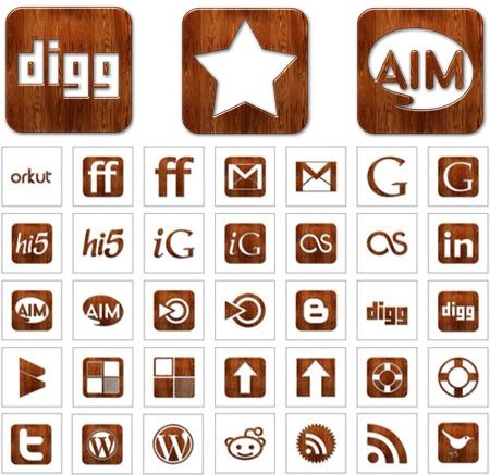Wood Icons Social Media