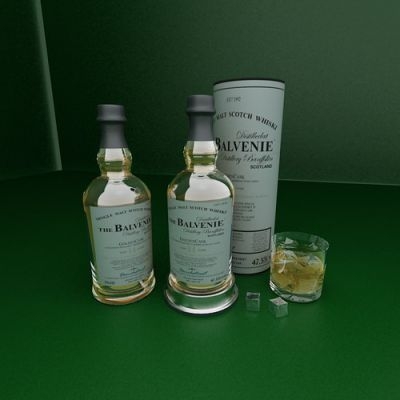  Модель бутылки и сувенирной упаковки виски BALVENIE