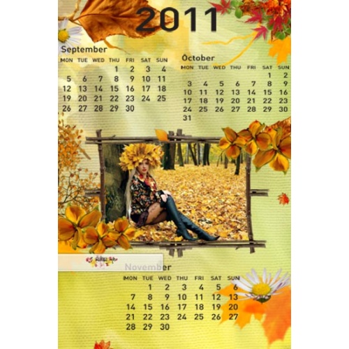 Календарь с рамкой - Осенние деньки