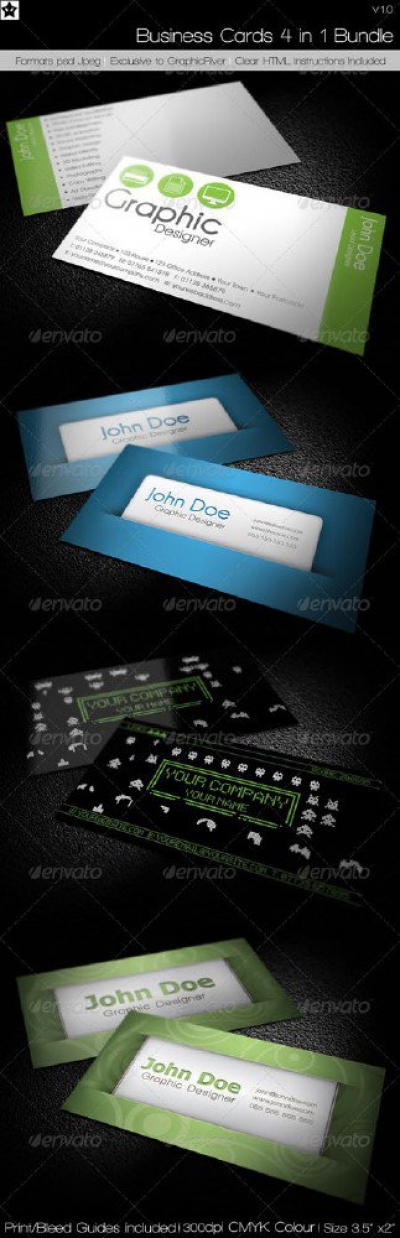 GraphicRiver Business cards 4 in 1 Bundle