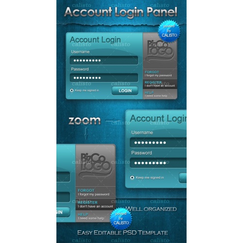 Account Login Panel PSD